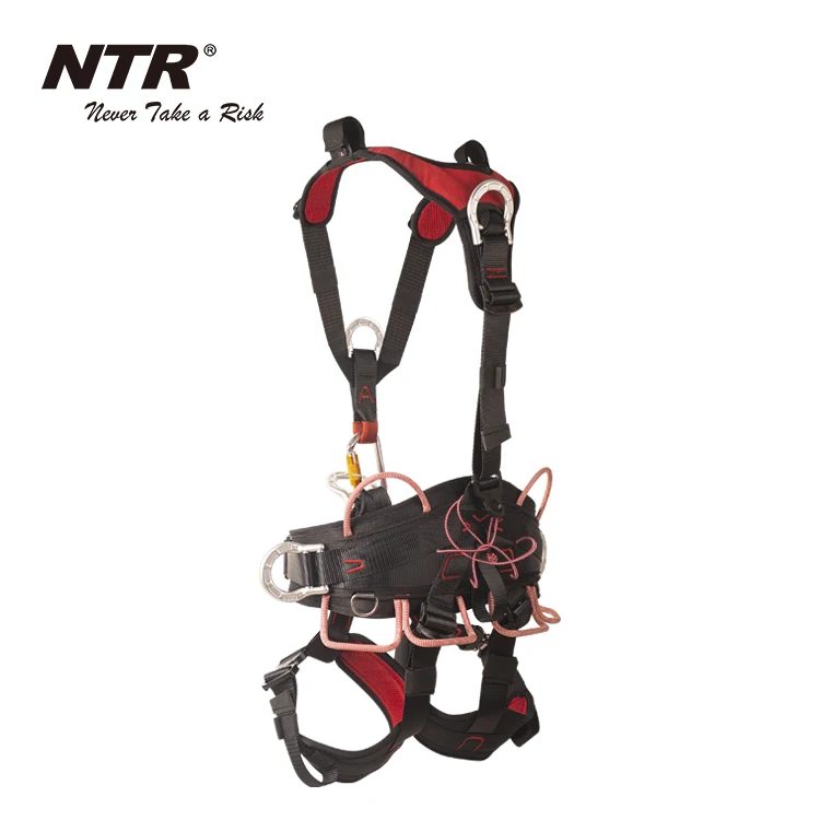
Fall protection full body rescue safety harness with multiple gear loops for tree climbing, arborist and rope access 