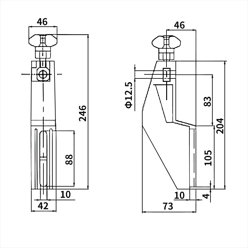 HLZJ-E Plastic Guide Rail Little Bracket with M6 Star Hand Knob Tightening Screw for 12MM