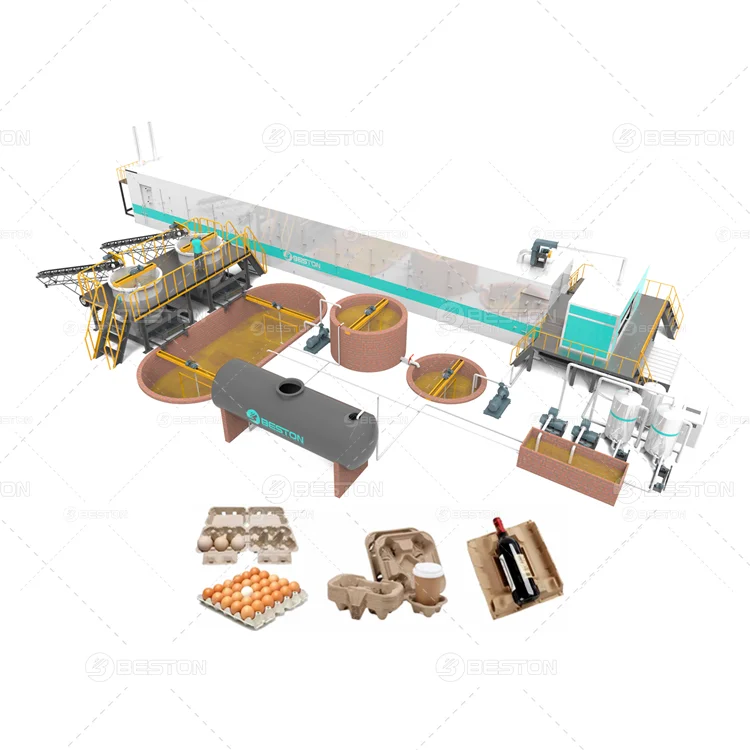 Beston Group 8000 pcs/h Egg Tray Fruit Tray Production Line Pulp Molding Equipment With Metal Drying