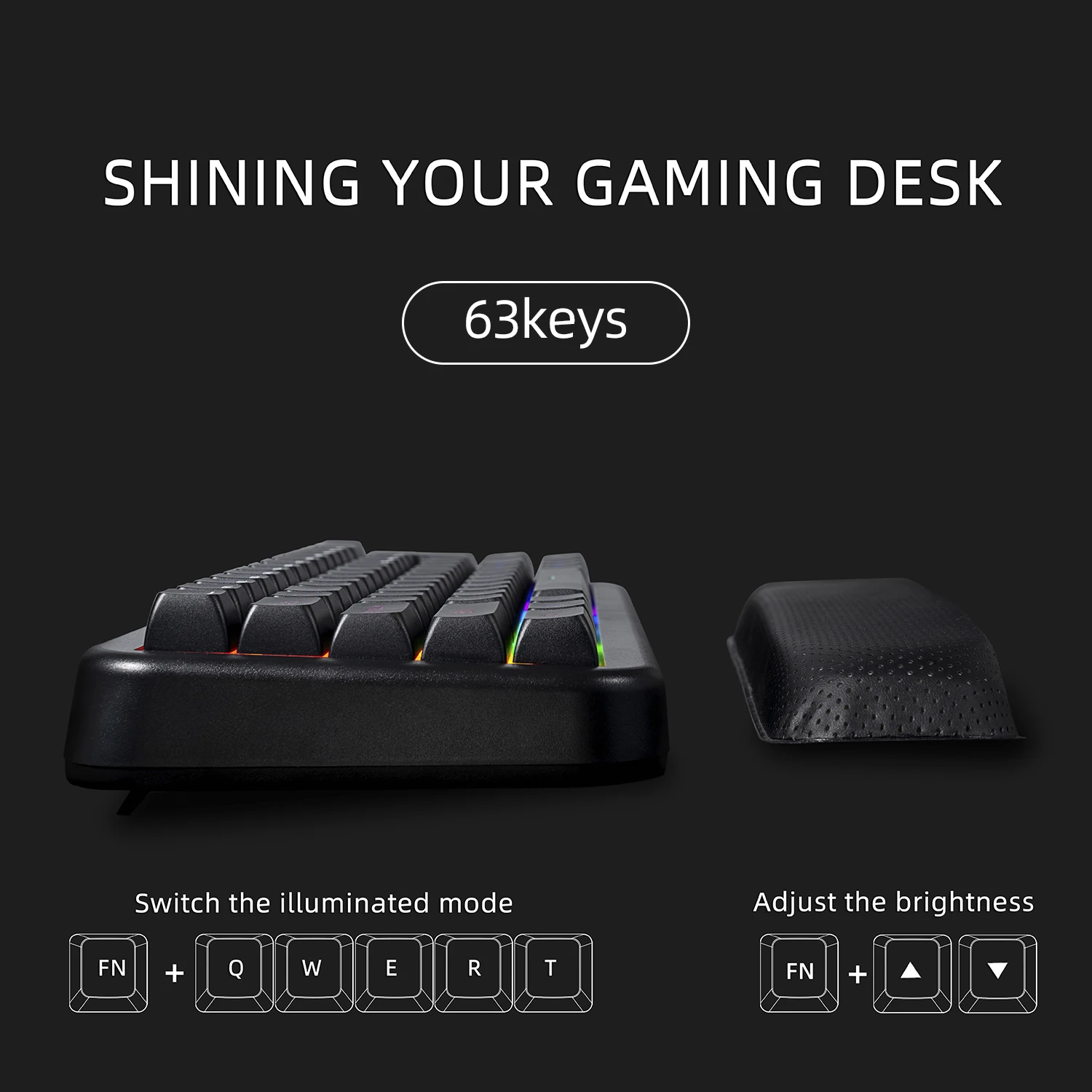GK500 Membrane keyboard BT wireless with lighting 63-key RGB-mode computer games fast handover design Key