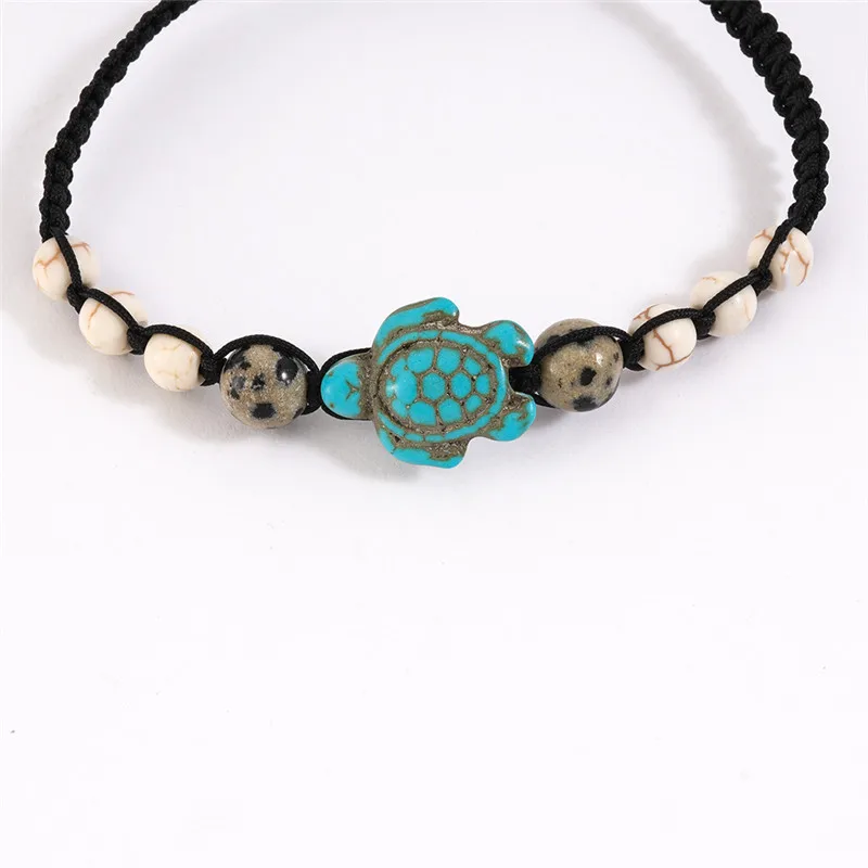 2022 New Turquoise Stone Hawaiian Hemp Bracelet Summer Style Sea Turtle Bracelet