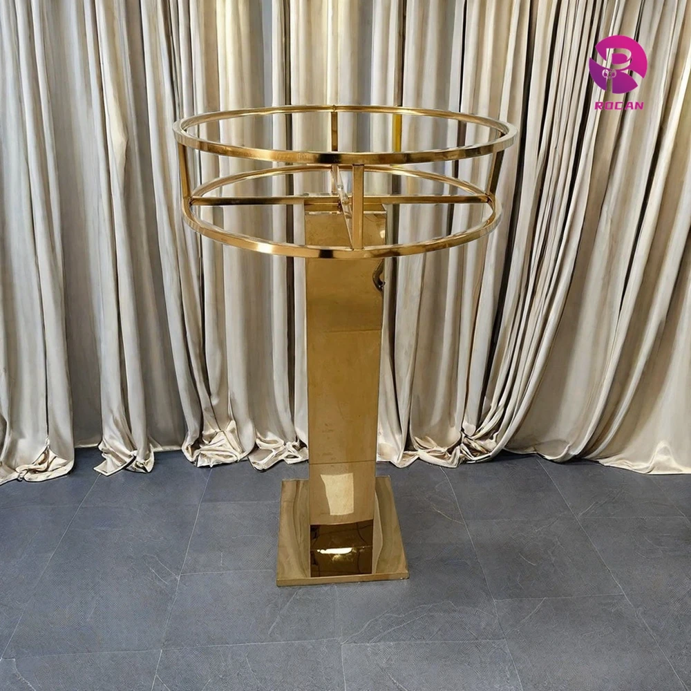 Gold Centerpiece with Flower Wring Stainless Steel Column Flower Stand wedding centerpieces table decorations