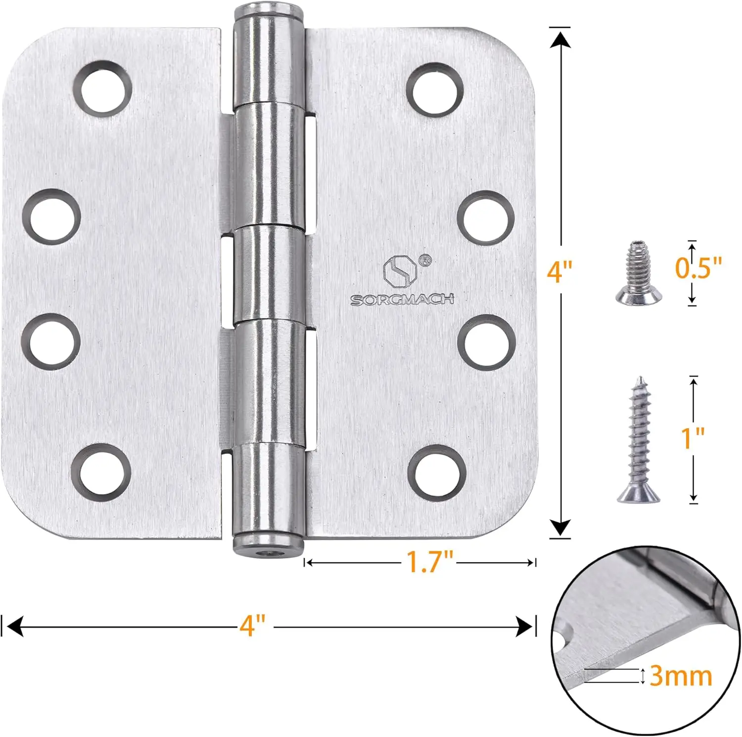 Professional Manufacturer Custom Logo Security Stud Stainless Steel Ball Bearing Door Hinge Self Closing Door Hinge