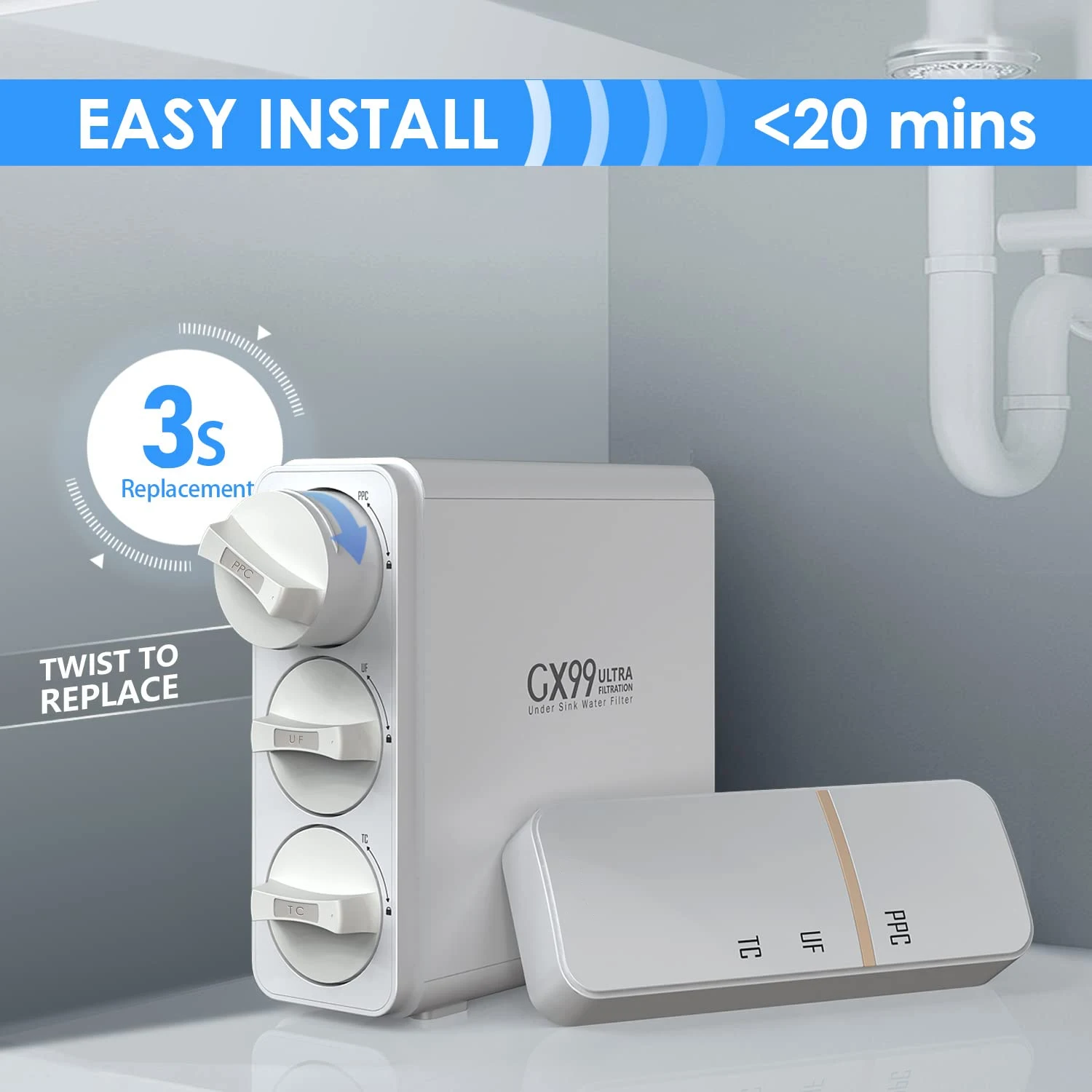 Zero Waste Water No Power Required Under Sink Water Filter System water purifier machine reverse osmosis