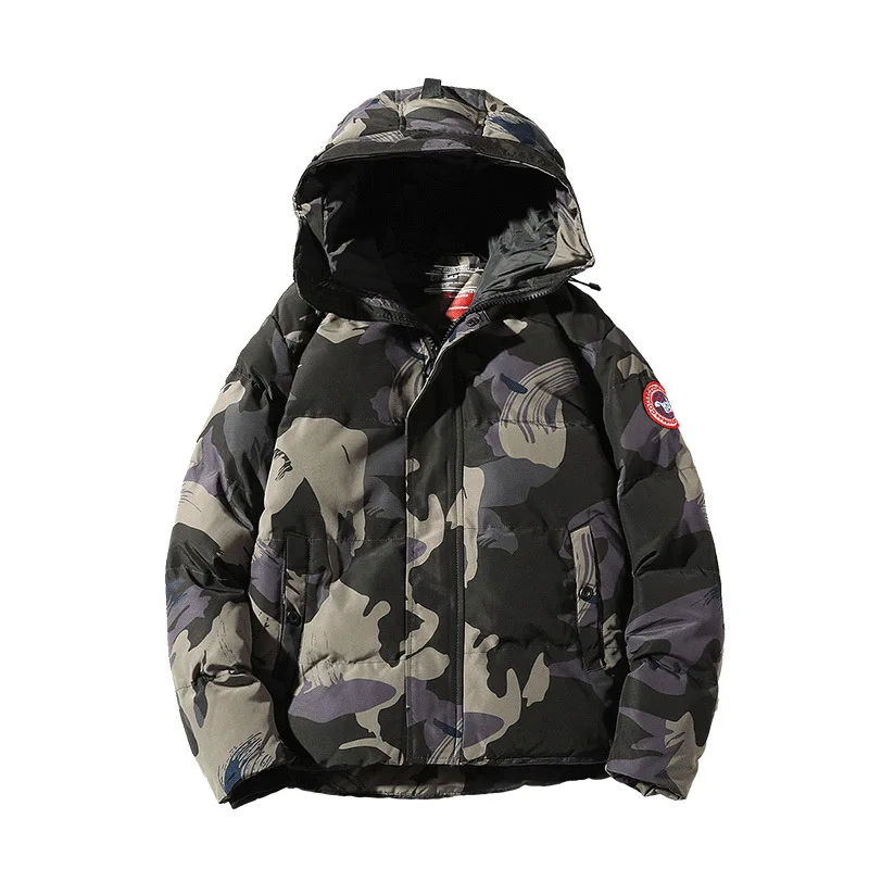 Новая свободная камуфляжная куртка с принтом, Мужская зимняя теплая толстовка, пуховая парка, мужская куртка