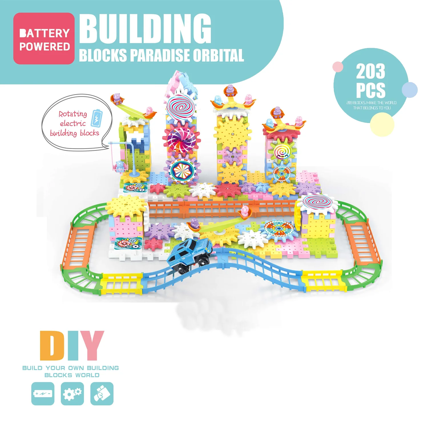 Kids Educational Stem Toy Set 203 PCS Gear Building Blocks Electric Building Blocks Gear Kids Puzzle Game Gear toy