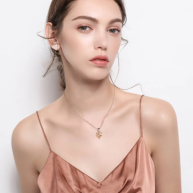 High Quality 925 Sterling Silver Heart Pendant Necklace 12 Months Birthstone Necklaces For Women Gifts Wholesale