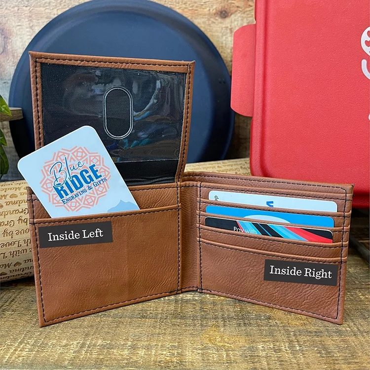 Hot Selling Personalized Custom Logo Card Holder Wallet Vintage High Quality Laserable Leatherette Wallets