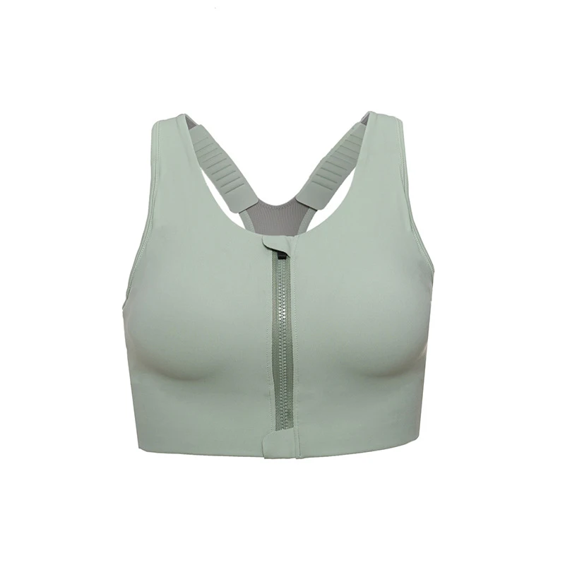 S-5XL Plus Size High Impact Front Zipper Sports Bra Fixed Padded Shockproof Fitness Energy Bra