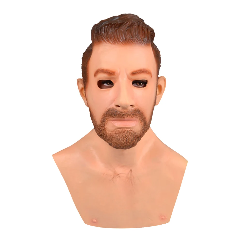 
Halloween Headgear Elastic Latex Young Man Costume Prop Bald old man head character latex mask 