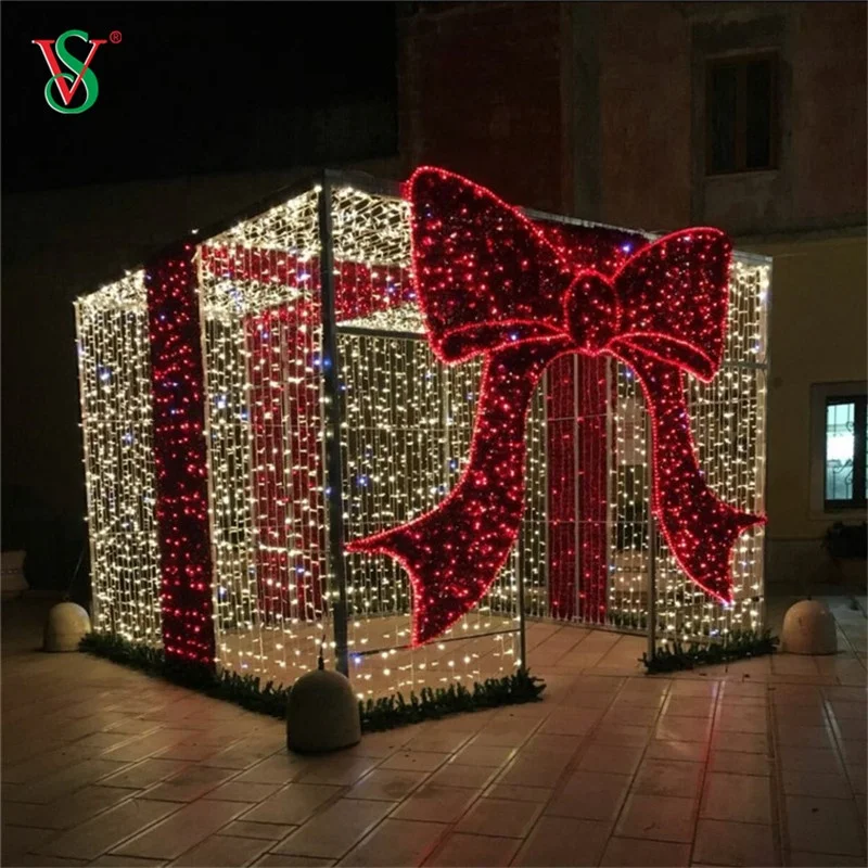 New Product Holiday Garden Street Decoration Fancy LED IP65 Waterproof Large Light Warm White Gift Box Motif Light