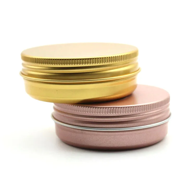 Matte Rose Gold Candle Cream Aluminium Jar Lip Balm Tea Tin Box With Screw Lid 5ml 10ml 20ml 30ml 50ml 60ml 80ml 100ml 250ml