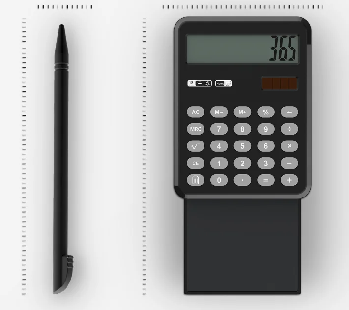 12 digits Portable and Foldable Desktop Multifunction Calculator with Writing Tablet for school supply office and study with pen