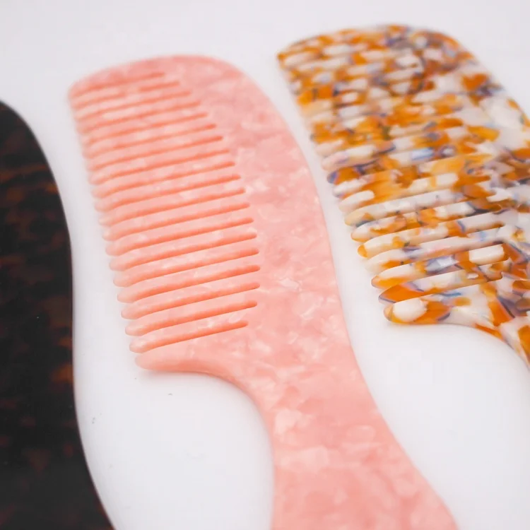 High quality worth buy hair combs pink acetate hair comb with the handle