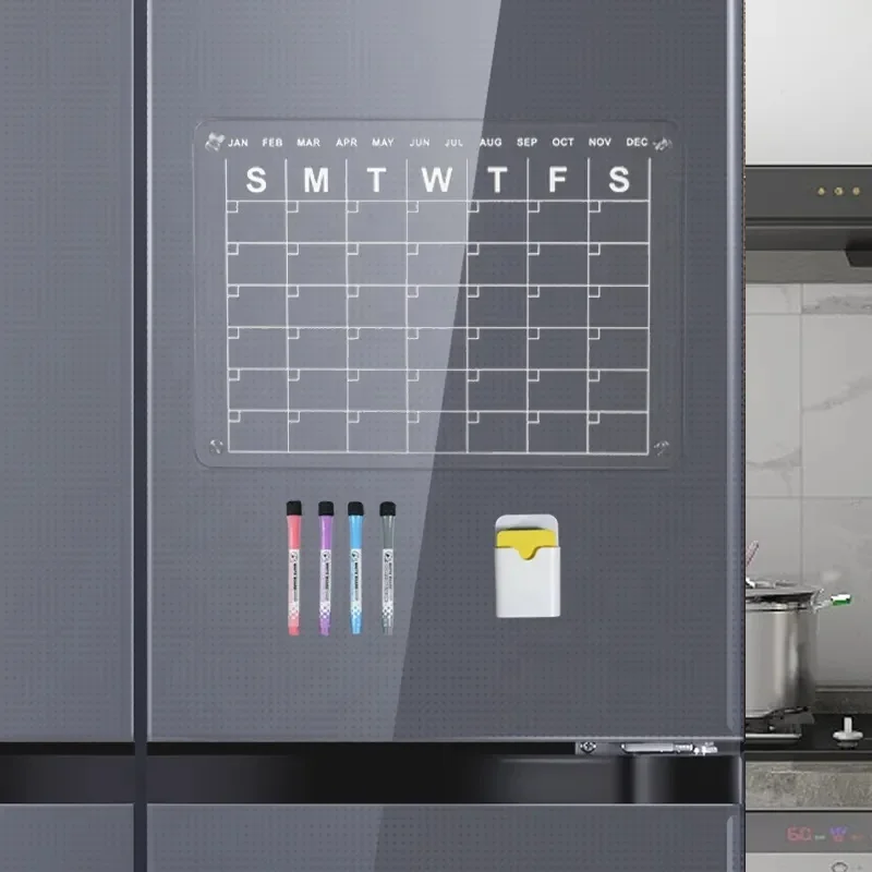 Amazon Hot Sell Clear Acrylic Magnetic Dry Erase Reusable Calendar Whiteboard