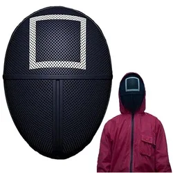 Stock 2021 tv Korean series costume retractable black masked man soldier boss cosplay Halloween face vip squid game mask