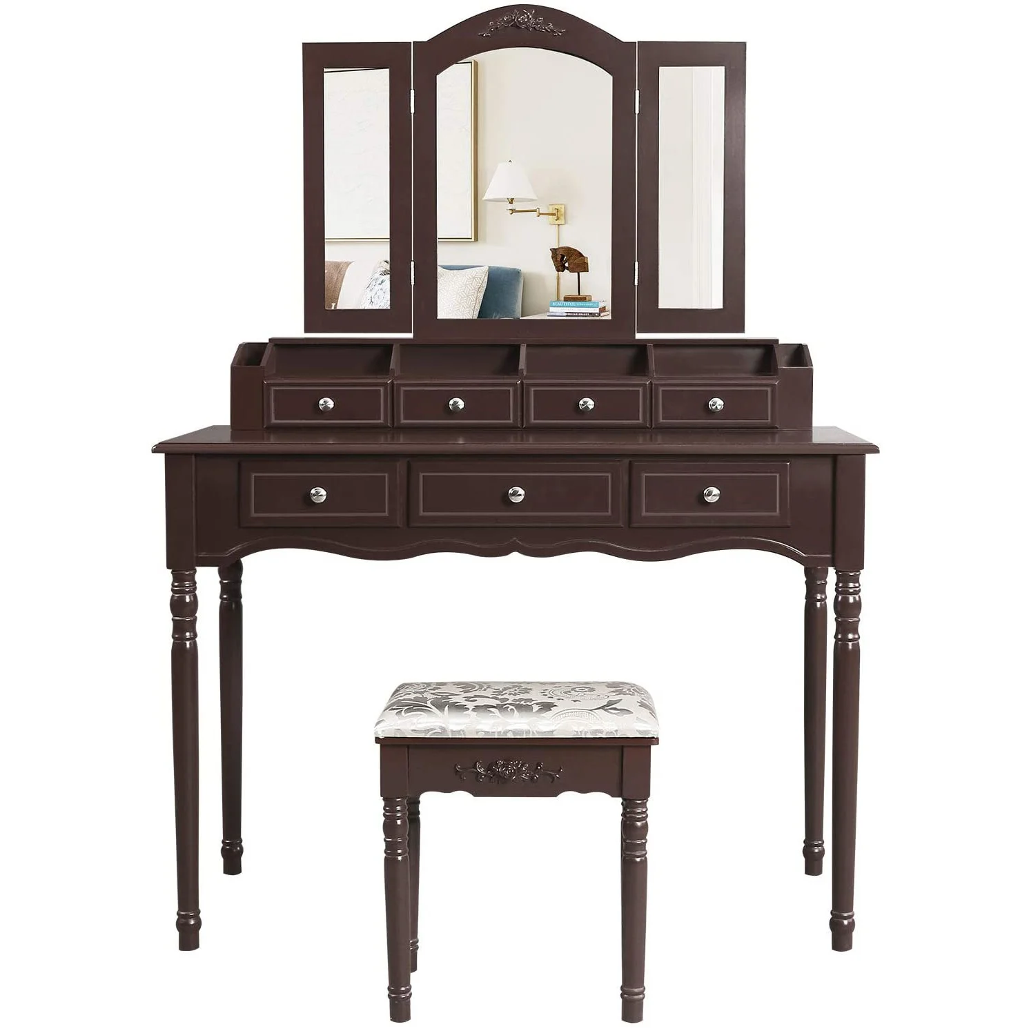 
Nordic Dressing Table with LED backlit Mirror and Stool for Bedroom vanity dressing 