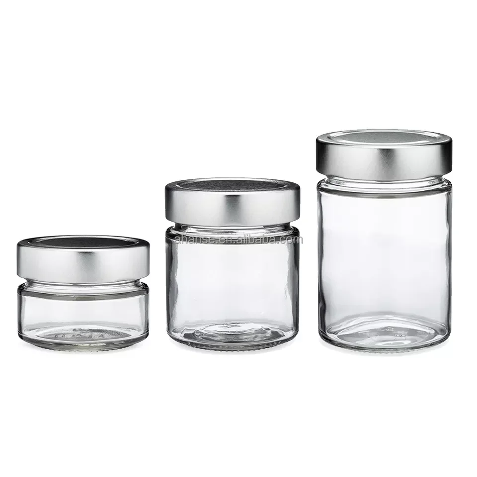 Hot sale 3oz 4oz 8oz 16oz 25oz food grade mayonnaise  jam jelly packing lug cap airtight mason glass jar for honey candy