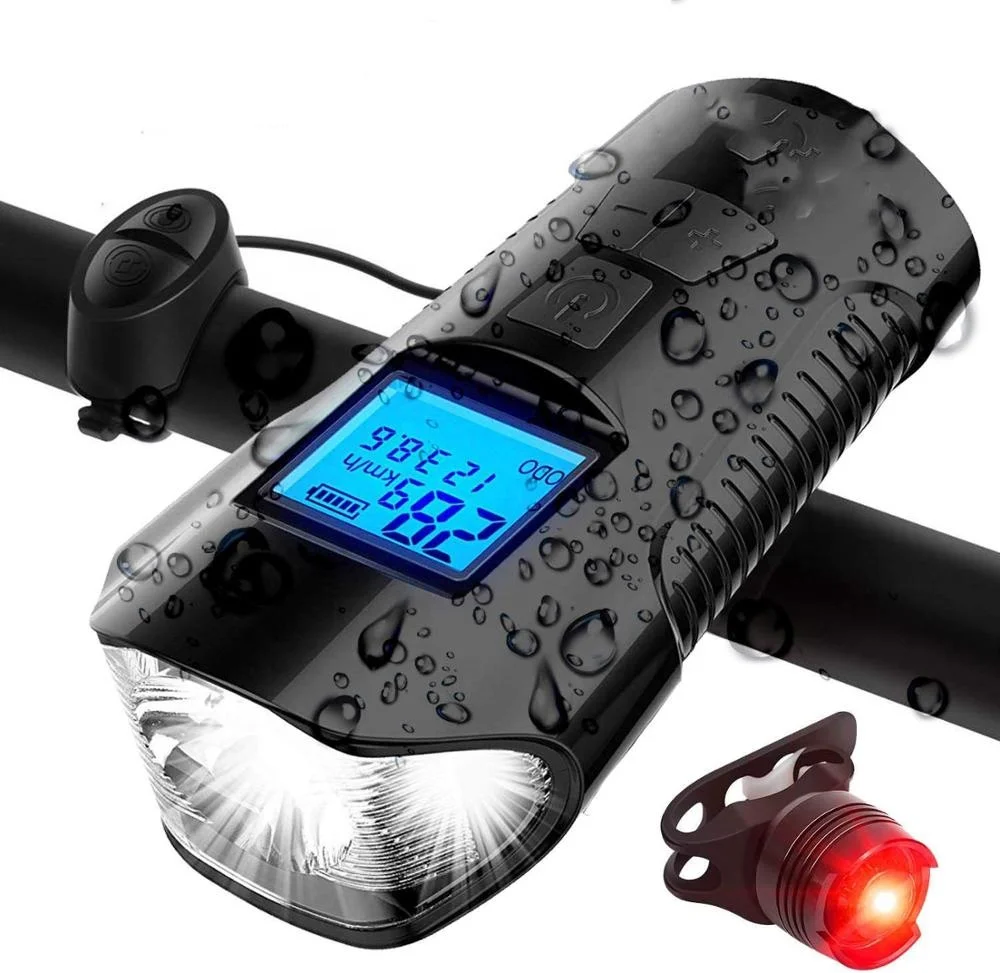 3 In 1 USB Charging Power Indicator & Bike Horn Light Speedometer & Bicycle LED Light