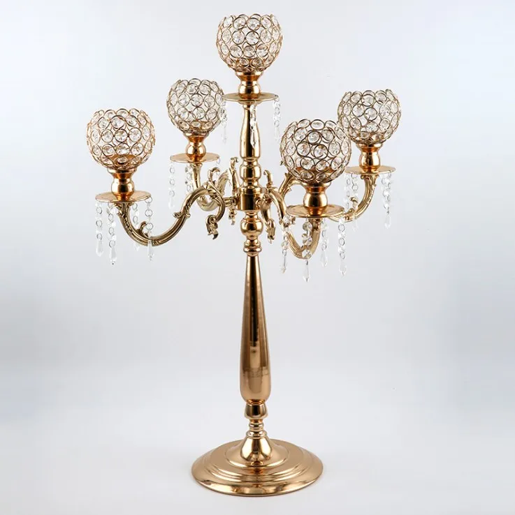 
Wedding Luxury 5 arms 75cm gold metal table candelabra 