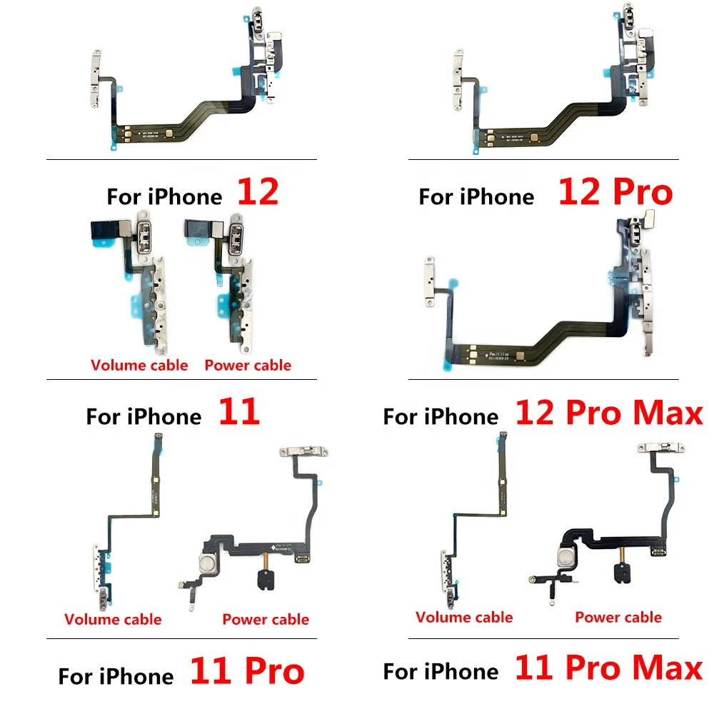 
Wholesale Power Switch On Off Volume Side Button Key Flex Cable For iPhone 11 12 Pro Max 12 Mini Mobile Phone Spare Parts  (1600300808110)