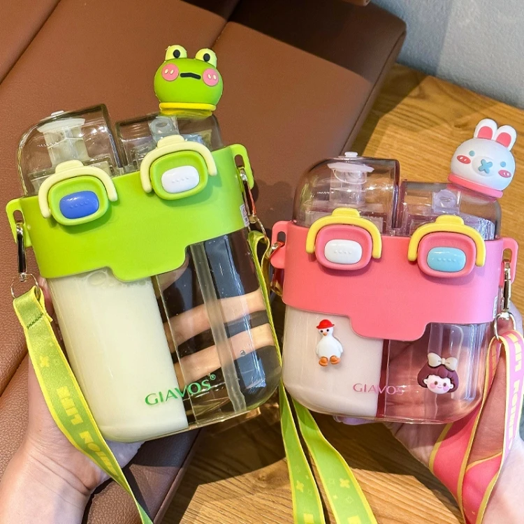 500ml Termos Cilindros Para Agua Dual Milk Bpa Free Children Fashionable Plastic Cartoon Water Bottle For School Kids Girls