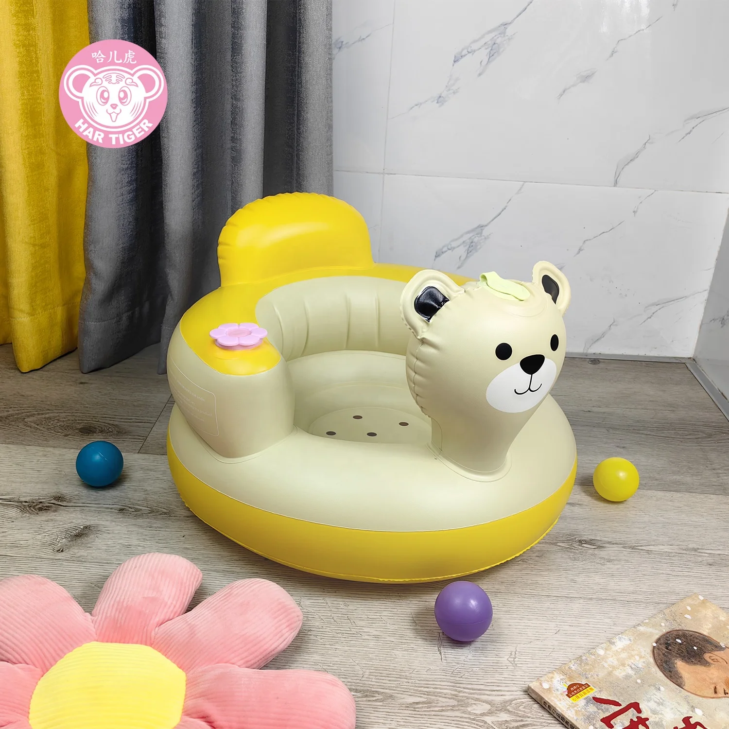 New Portable Cute Bear Baby Inflatable Sofa For Learning Eating Dinner PVC Inflatable Baby Sofa