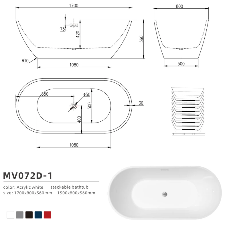 CUPC  Acrylic soaking Freestanding Bath Tub overstaw packing