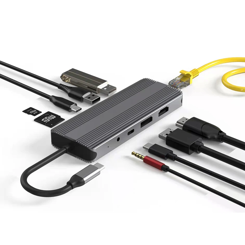Высококачественный Usb-концентратор 10 в 1 кабель HDMI2.1 3D 8K 120 144 Гц док-станция типа C для Displayport с питанием от Ethernet концентратор