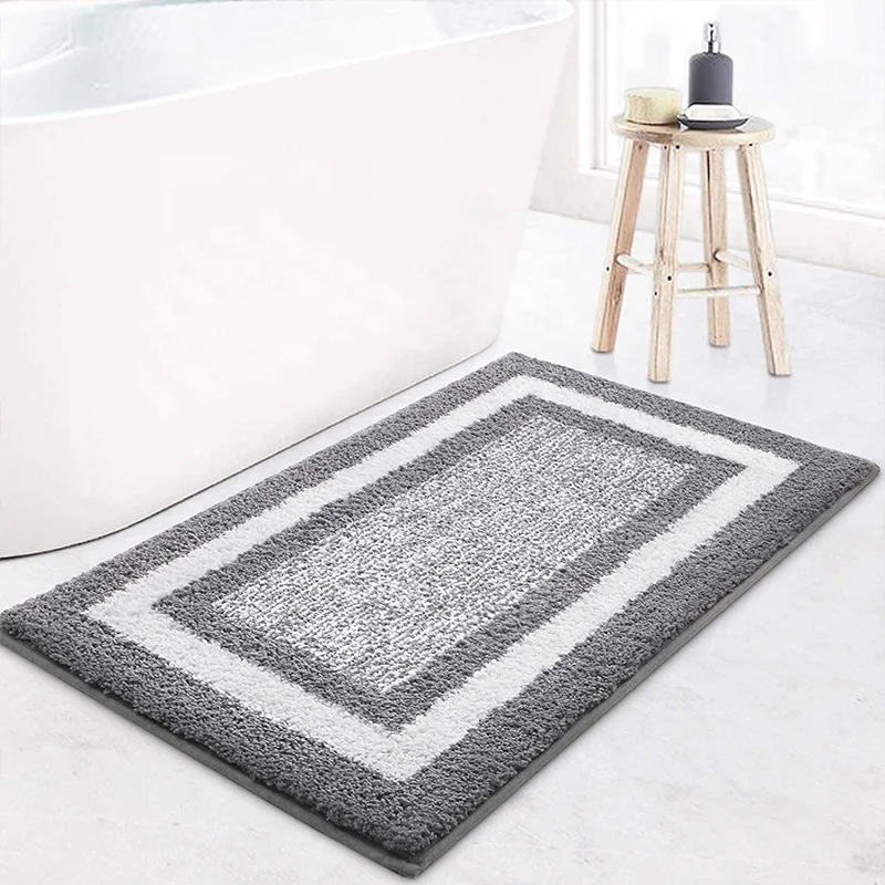 Factory wholesale soft bath mat washable microfiber non slip shaggy bathroom rug