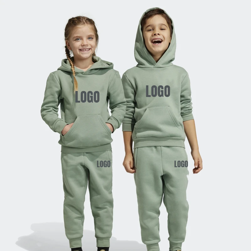 Cotton Boy Clothes Long Jersey Set Sweat Shirt and Pant Set 2 pic French Terry Baby Hoodies Set Kids Sweatsuit Baby Tracksuits