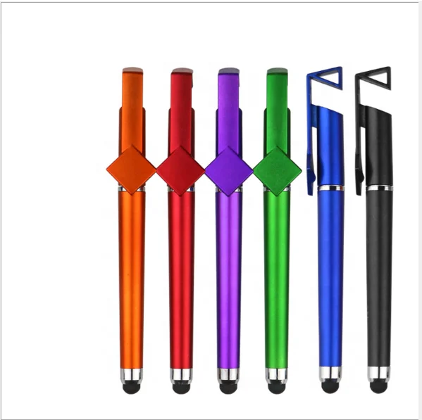 wholesale promotional items touch screen 4 In 1 Multifunction Stylus pen pencil Phone stand Holder QR Code gel pens with stylus