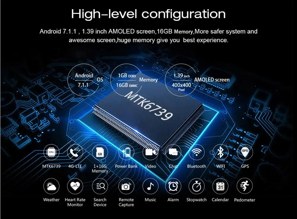GFORDT 16GB High-end Camera Phone SIM Card Smart Watch 4G for Android
