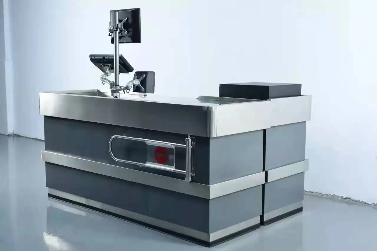 Stainless Surface Powder Coating Cash Register Corner Cashier Desk Hot Sale Checkout Counter