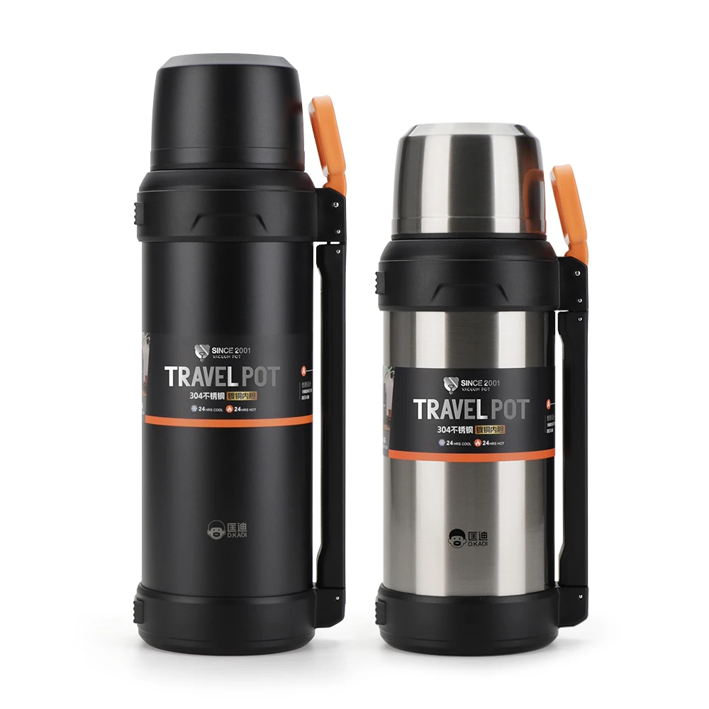 2000ml Large Capacity Wholesale Double wall Stainless Steel Insulated Vacuum Thermos Travel Pots with Handle