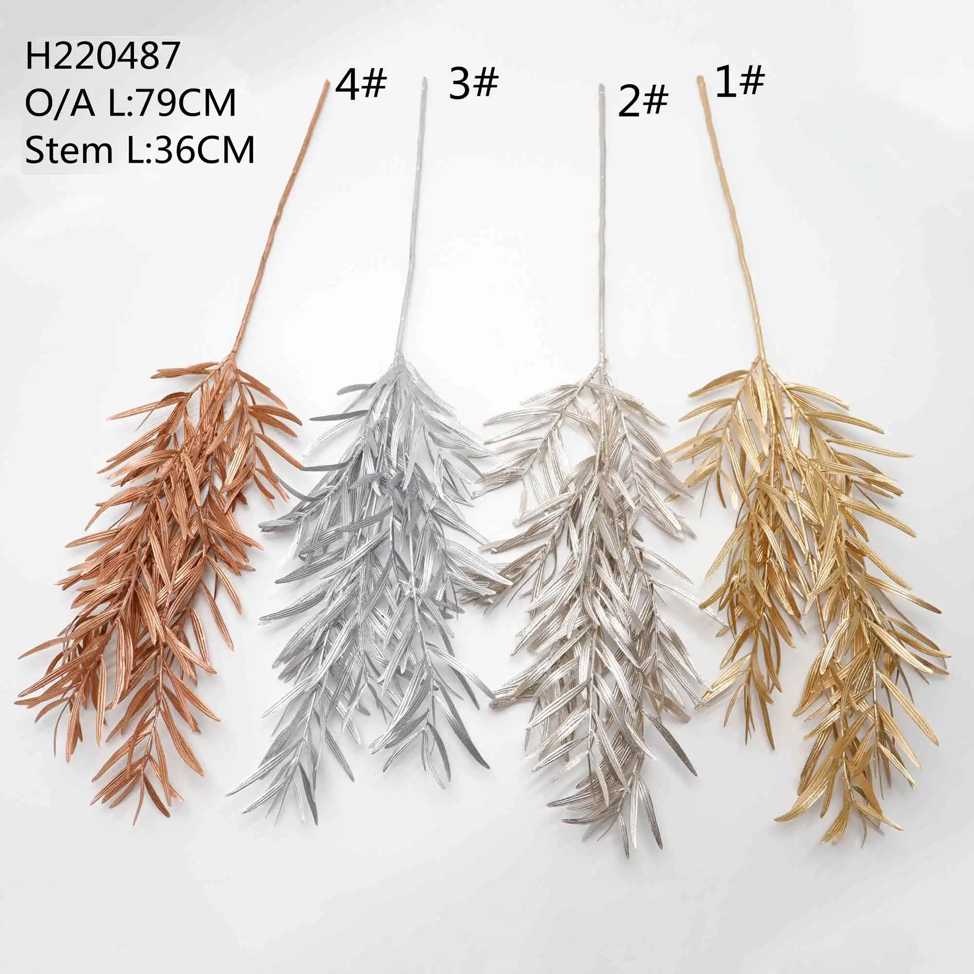 Wholesale wedding home decor plastic golden palm orchid eucalyptus hanging golden flowers plant leaves artificial gold leaf