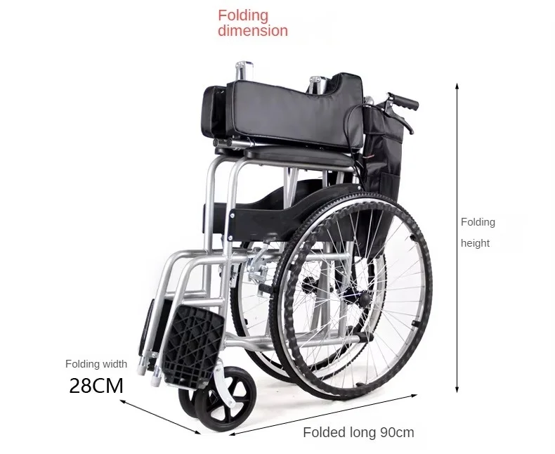 High quality Lightweight manual wheelchair portable folding hand push adult disabled elderly home user outside wheelchair
