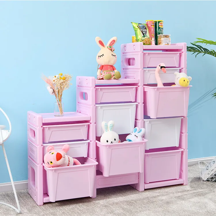 Kids Furniture Toy Shelf Children Indoor Kids Cabinet With Plastic Storage Box For Sale