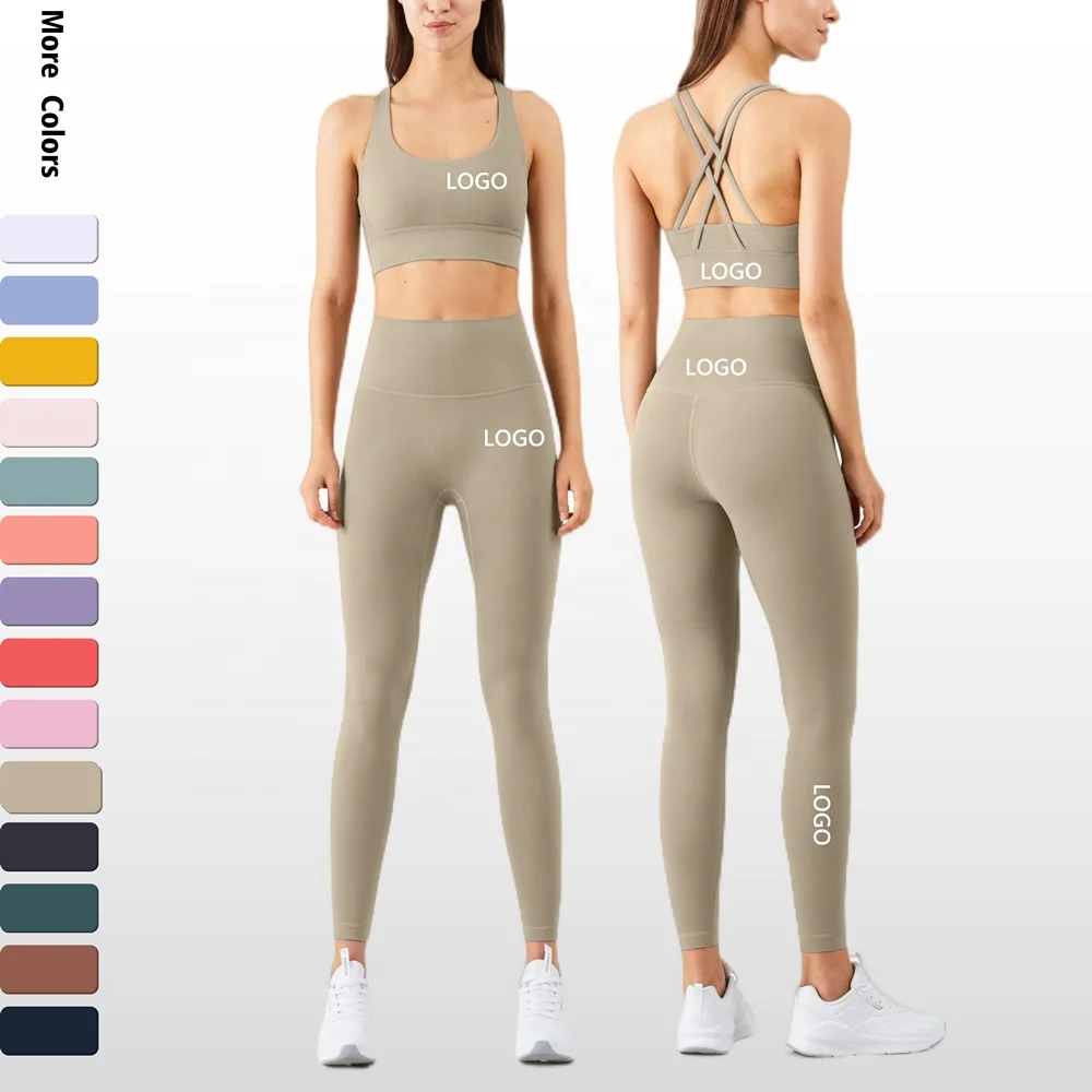 2022 Apparel Stock Lulu Gym Sportswear Leggings Set Woman Yoga Fitness Clothes Sport Wear Recycled Fitness Yoga Wear