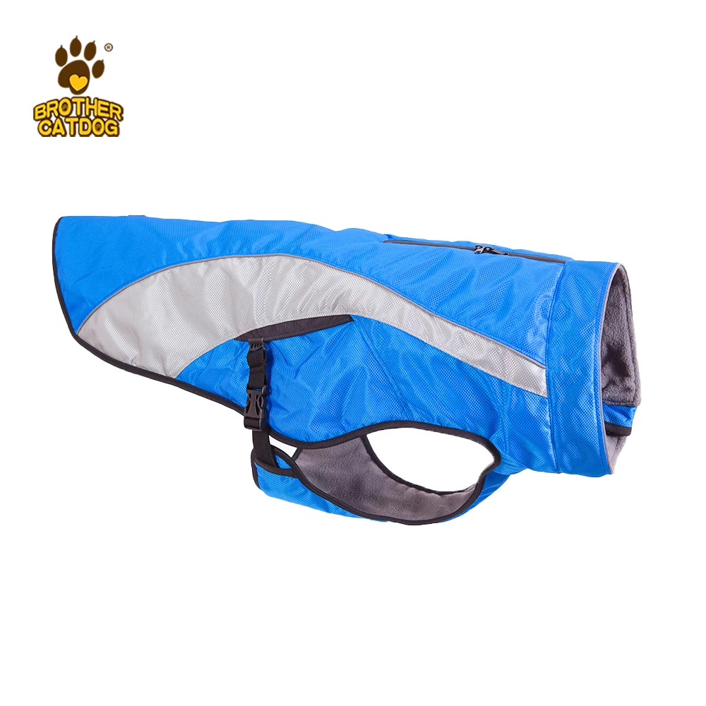 Blue pet outdoor training coat  Lightweight dog hunting clothes  Winter security fleece jacket keep warm reflective dog vest
