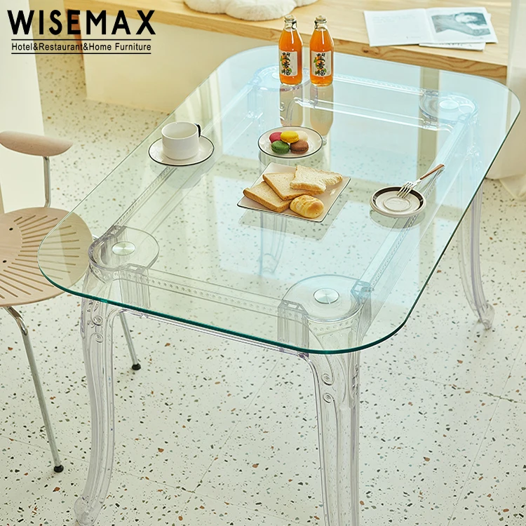 Фабрика мебели WISEMAX новый дизайн Свадебный Банкетный стеклянный обеденный стол круглые и квадратные Прозрачные Акриловые Журнальные