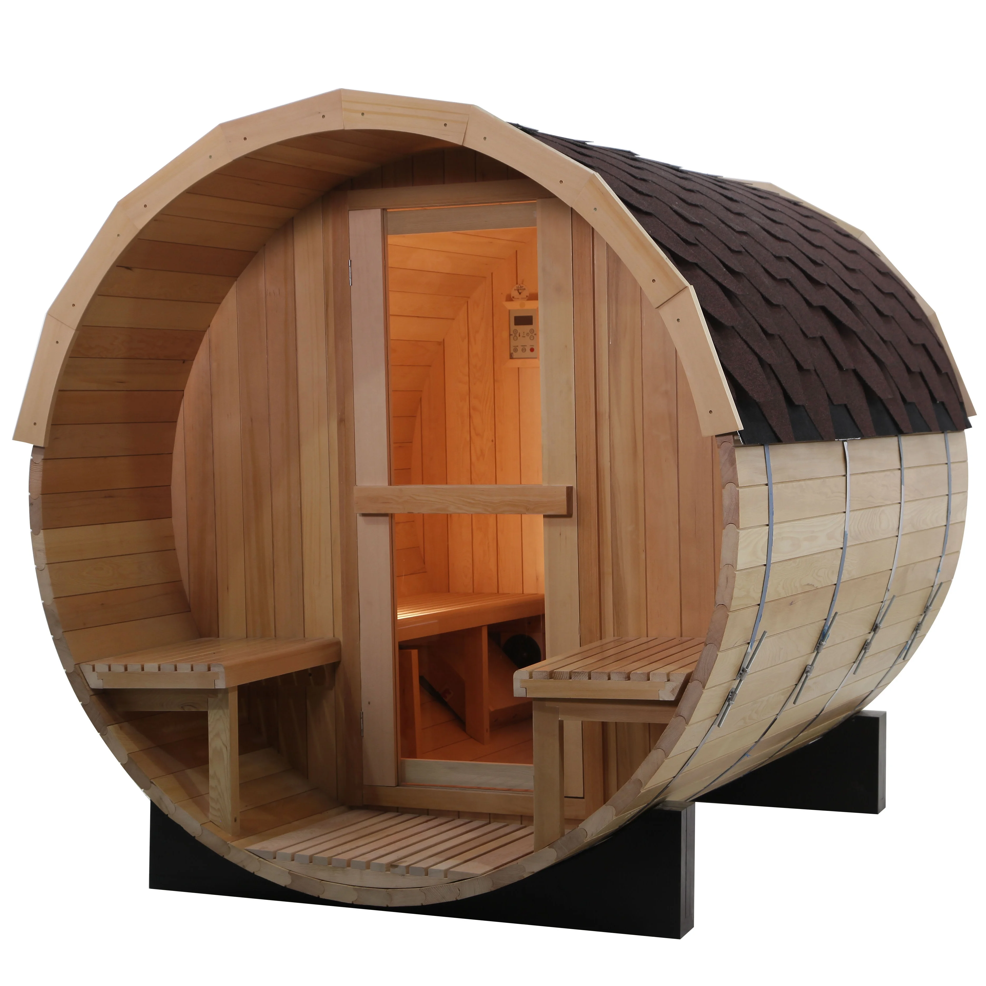 Family Use Barrel Sauna Factory Wholesale Canadian Hemlock/Red Cedar Outdoor Barrel Sauna