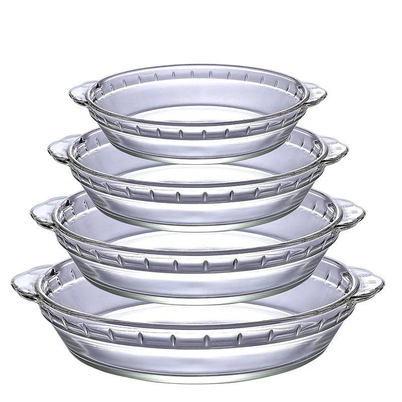 Aeofa round circle high borosilicate glass baking pizza cake mould tray plate heat-resistant microwave glass oven dish
