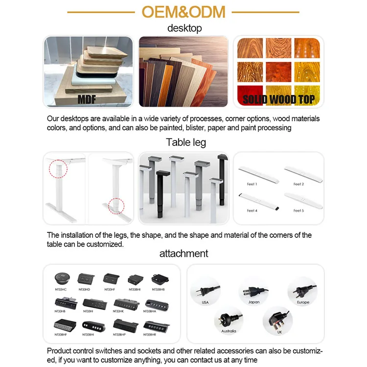 Single Motor 2 Stages With Desktop Ergonomic Adjustable Desk Office Furniture Desk Electric Lifting Desk