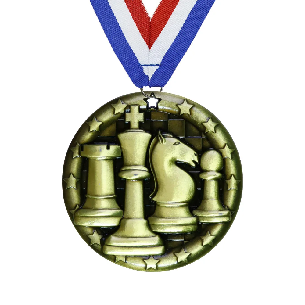 custom metal alloy trophy award factory wholesale 3d blank print champions league personalize sport chess trophies and medals