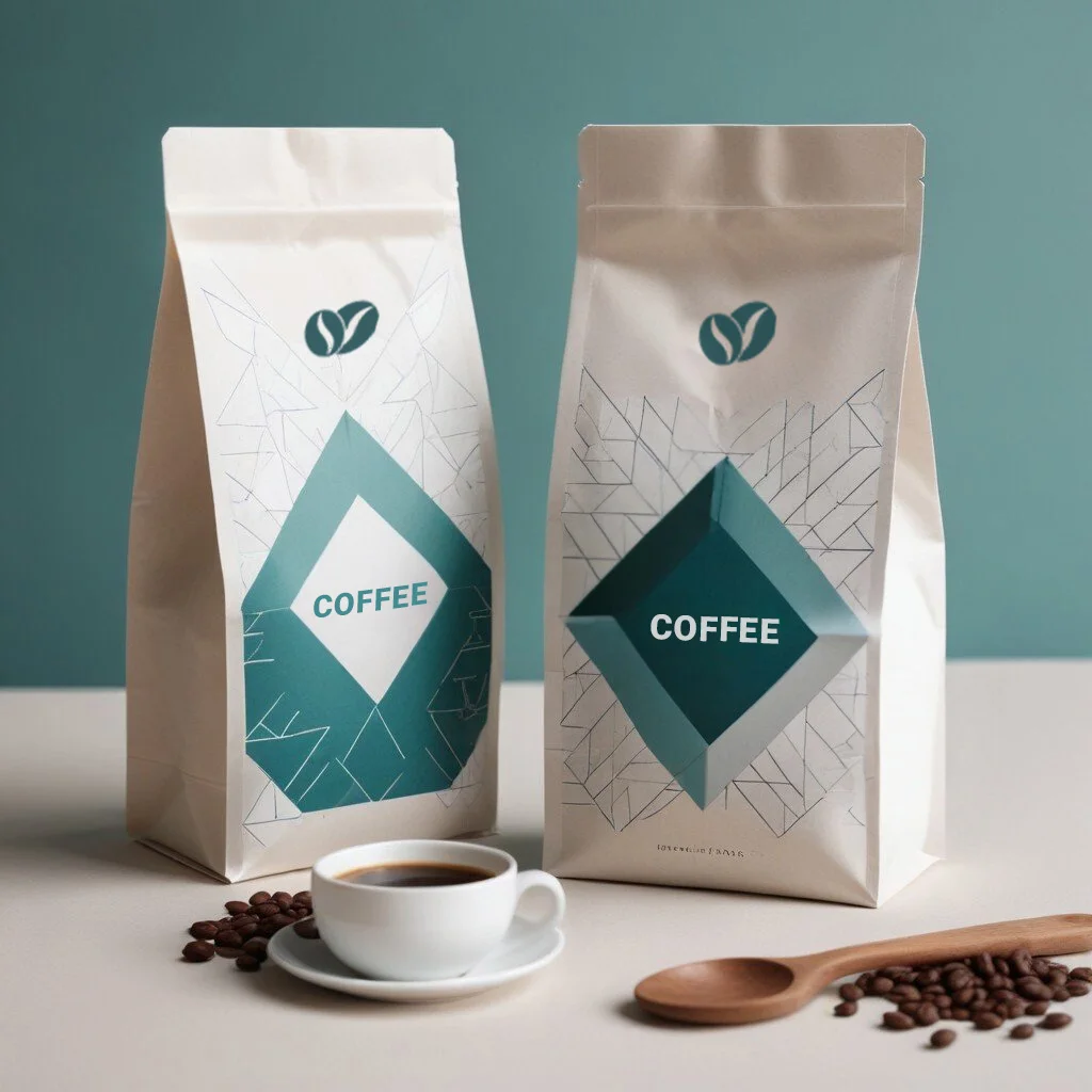 Custom Tin Tie 8 Side Sealed 250g 500g 12Oz Black White Coffee Bean Packaging Bags With Degassing Valve And Zipper