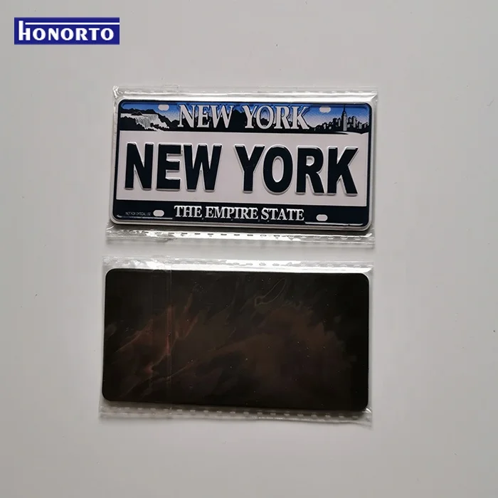2021 Home Decor Custom Souvenir Metal Embossed License Plate USA Fridge Magnet