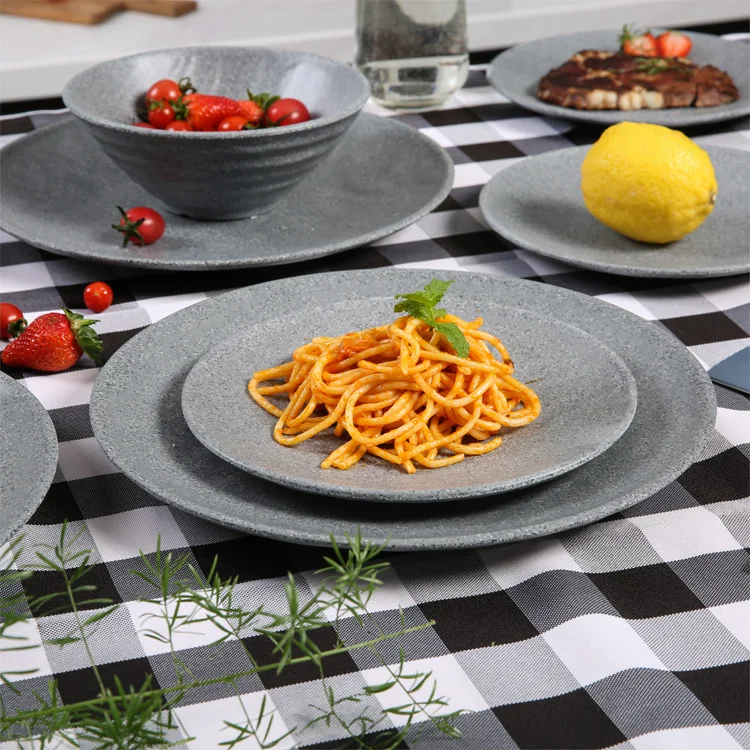 Platos de plastico melamina matte plate dinner, piring nordic 12.5 rustic dinner chargers melamine grey plate