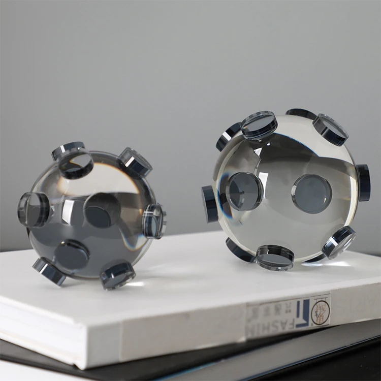Clear round crystal ball sculptures for home decoration desktop pieces