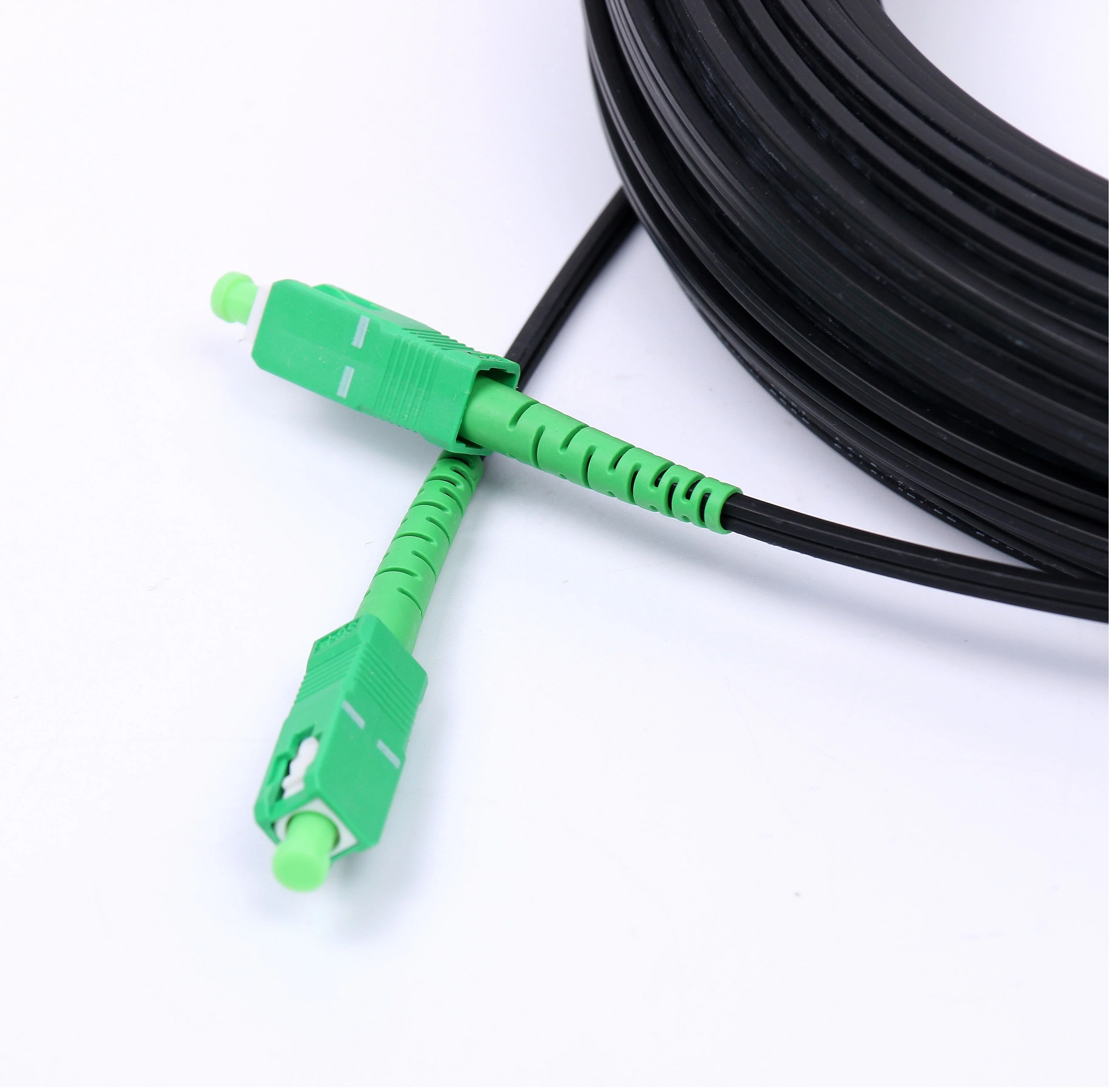  150 Meters Flat Shape Single Mode Steel Metal Member GJYXFCH Indoor Outdoor FTTH Drop Cable Fiber SC
